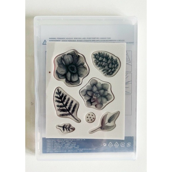 Stampin Up Retired Cling Mount PAINTED SEASONS Flowers Leaves Pine Cone Nature - Picture 2 of 5